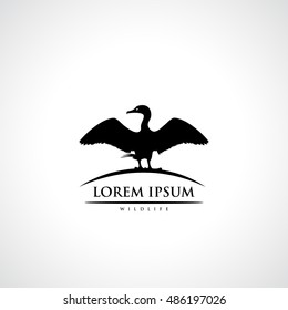 Cormorant bird symbol - vector illustration