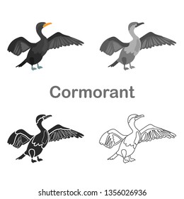 Cormorant color flat, line, simple, black white concept icons set