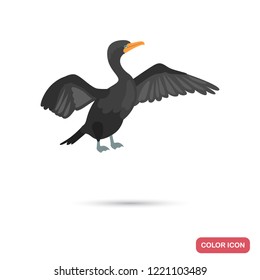 Cormorant sea bird color flat icon