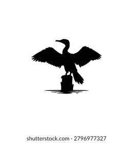 Cormorant silhouette icon vector flat design.