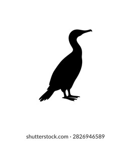 Cormorant silhouette icon vector illustration on white background.
