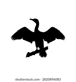 Cormorant silhouette vector flat design on white background.
