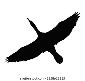 Cormorant silhouettes, flying birds - vector illustration.