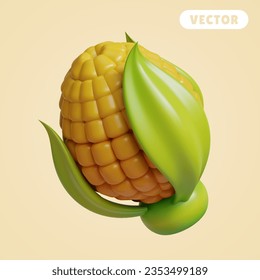 corn 3D vector icon set, on a cream background