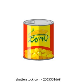 Corn in aluminum can vector illustration
