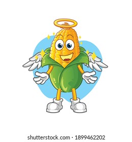 ángel de maíz con vector de alas. personaje de caricatura