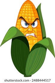 Corn with an angry facial expression