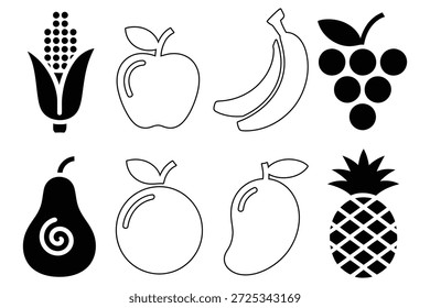 Maisapfel Bananen Trauben Birne Orange Mango Ananas