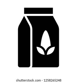 Corn bag vector, grocery store related solid design icon