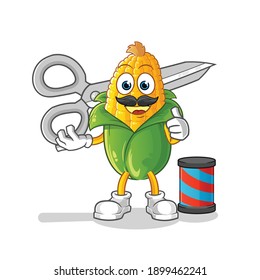 corn barber cartoon. cartoon mascot vector