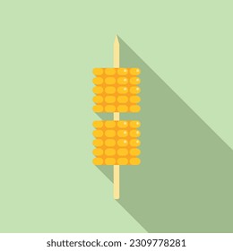 Corn bbq stick icon flat vector. Grill food. Cook roast