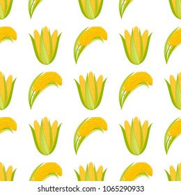 Corn begetable cobs vector illustration seamless pattern. Healthy grain maize vegetable cob corn. Yellow agriculture farm ingredient. Nature harvest golden popcorn kernels sweet vegetarian sweet seed