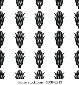 Corn black simple silhouette vector seamless pattern. Black vegetable stylish texture. Repeating corn vegetables seamless pattern background for vegetable design