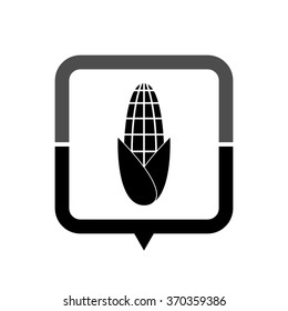 Corn - black vector icon; map pointer;  message bubble