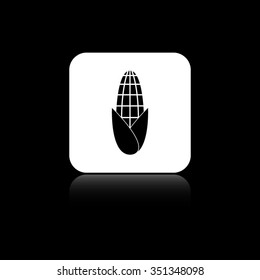 Corn - black vector icon on the white button