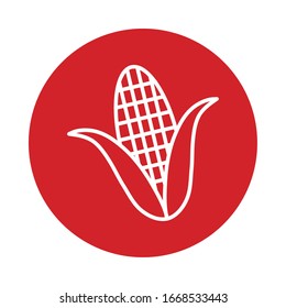 Corn block style icon design, Food vegetable agriculture green plant maize cob and organic theme Vector illustration