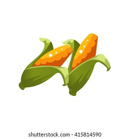 Color Brillante De Maíz Ilustración Simple En Diseño De Dibujo Vector Plano Aislado En Fondo Blanco