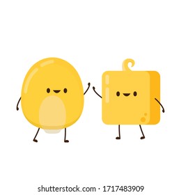 Corn and butter vector. Corn and Butter character design. Corn on white background. Corn kernel vector.