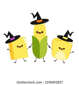 Corn and butter vector. Corn and Butter character design. Corn on white background.