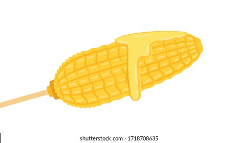 Corn and butter vector. Corn and Butter on corn. Butter stretch vector.