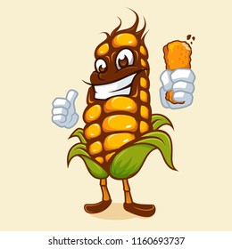 Corn cake mascot logo vector
