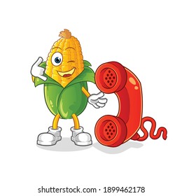 corn call mascot. cartoon vector