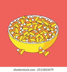 corn candy in a bowl vector illustration cartoon food flat isolated