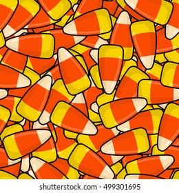 Corn candy seamless pattern. Sweets texture. Background traditional treat for Halloween. Food decoration
