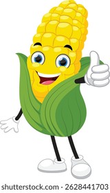 Corn Cartoon Character thumb up, Suitable for children's books, sticker, and mascot