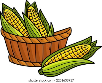 Ilustración de una pieza de dibujos animados de maíz