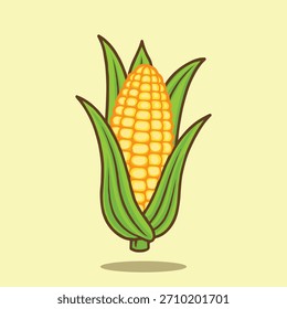 Icono de Vector de ilustración de dibujos animados de maíz