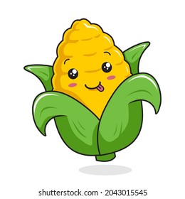Corn Cartoon Kawaii Cute Vegetable Mascot-