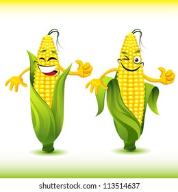 Corn cartoon set