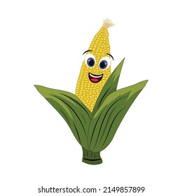 Corn Cartoon Sticker Happy Face