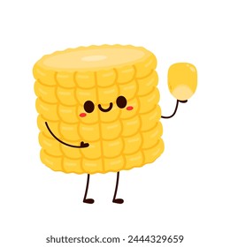 Corn cartoon vector. Cute vegetable vector character isolated on white. Corn mascot.