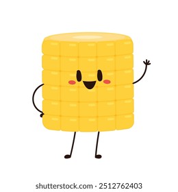 Corn cartoon vector. Cute vegetable vector character isolated on white. Corn mascot.