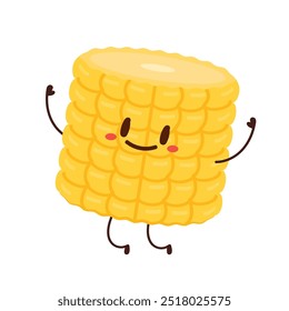 Corn cartoon vector. Cute vegetable vector character isolated on white. Corn mascot.