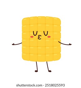 Corn cartoon vector. Cute vegetable vector character isolated on white. Corn mascot.