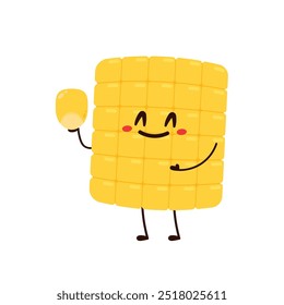 Corn cartoon vector. Cute vegetable vector character isolated on white. Corn mascot.