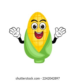 corn cartoon vector illustration, retro vintage corn mascot.