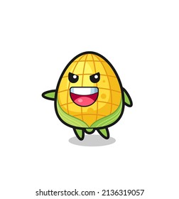 corn cartoon with very excited pose , cute style design for t shirt, sticker, logo element