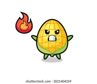 corn character cartoon with angry gesture , cute style design for t shirt, sticker, logo element