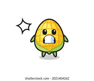 corn character cartoon with shocked gesture , cute style design for t shirt, sticker, logo element