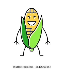 corn character color icon vector. corn character sign. isolated symbol illustration