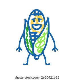 corn character doodle icon sketch vector. corn character sign. isolated symbol illustration