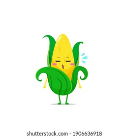 Maischarakter langweilen sich, einzeln auf weißem Hintergrund. Corn-Charakter Emoticon-Illustration