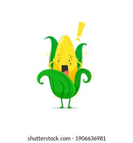 Corn character got shocked isolated on a white background. Corn character emoticon illustration