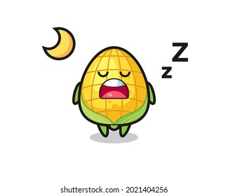 corn character illustration sleeping at night , cute style design for t shirt, sticker, logo element