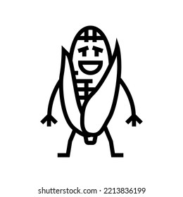 corn character line icon vector. corn character sign. isolated contour symbol black illustration