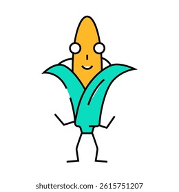 corn character line icon vector. corn character sign. isolated symbol illustration
